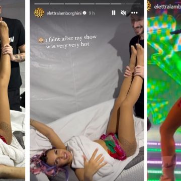 Elettra Lamborghini a gambe all’aria dopo il concerto: “Troppo caldo, sono svenuta”